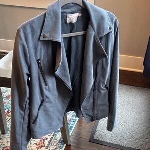 Lush Steel blue faux suede moto Jacket